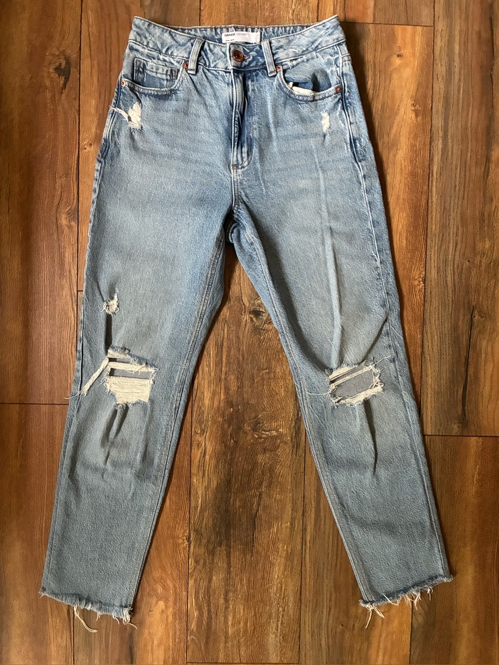 Garage Denim Mom High Waist Distressed Light Blue Jeans - size 26
